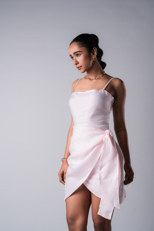 Blush Knot Linen Mini Dress
